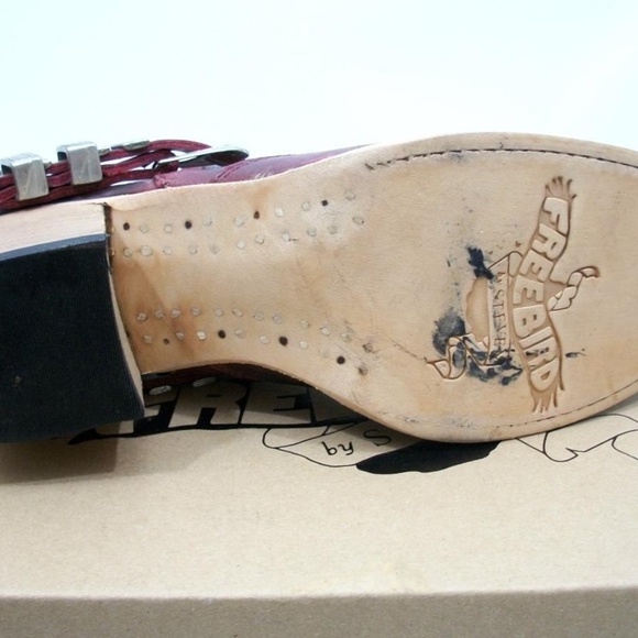 NWB! SZ 9 $245 FREEBIRD BY STEVEN BLADE RED BOOTS - Picture 7 of 7